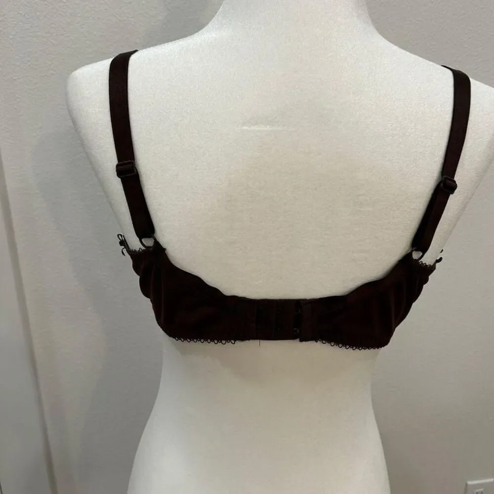 Lepel Bra 38D  Brown Lace-Trimmed Padded Bra with Adjustable Straps Italy‎ - Picture 4 of 7